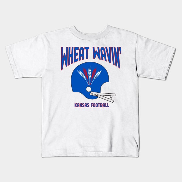 Wheat Wavin KU Football Kids T-Shirt by Fountain City Designs KC